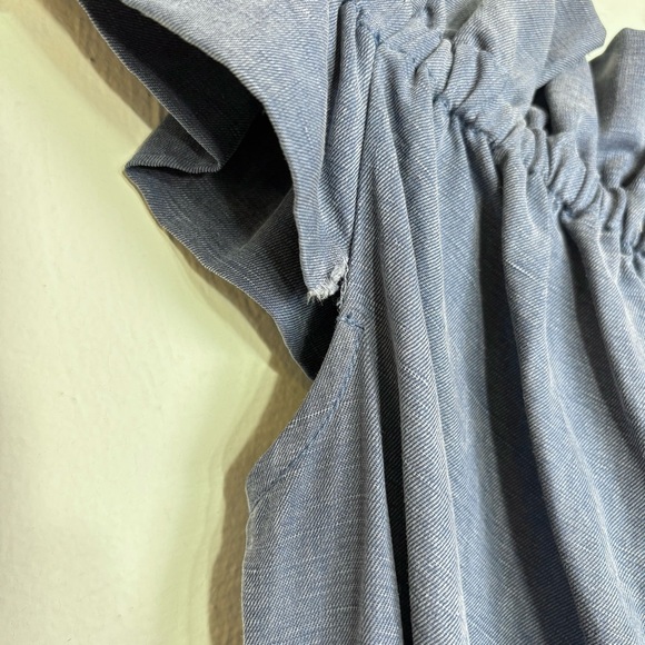 ULLA JOHNSON Olivia Off-the-Shoulder Tiered Ruffle Chambray Denim Linen Dress 2 - Picture 11 of 17